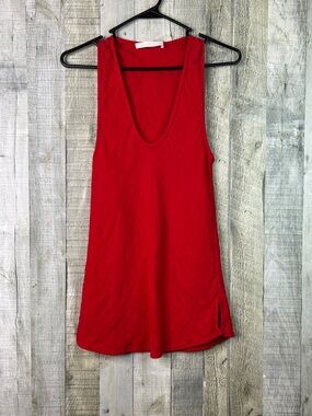 Creatures of Comfort Size 4 Red Deep V Scoop-neck w/Side Slits 99% Linen